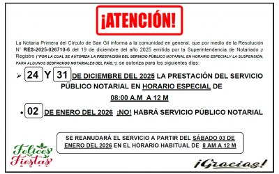 “LINEAMIENTOS PARA LA PRESTACIÓN DEL SERVICIO PÚBLICO NOTARIAL EN LAS FESTIVIDADES DE DICIEMBRE”